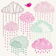 Set of vector lacy clouds