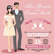 Cute cartoon bride and groom Wedding invitation