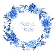 Watercolor wreath with dahlias