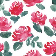 hand drawn watercolor roses vector seamless pattern N6
