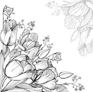 Vector elegance floral background with graphic spring flowers N6