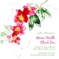 Vector background with red watercolor camellias N7