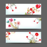 Set of three nature vector banners with floral element N10