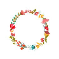 Cute retro flowers arranged un a shape of the wreath N4