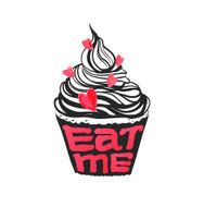 Hand drawing cupcake with hearts N2