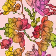 seamless pattern with Beautiful of spring freesias