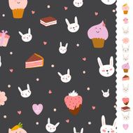 Cute pattern with sweets cupcakes bunnys hearts lollipops N7