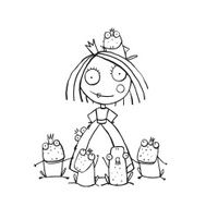 Princess and Many Prince Frogs Portrait Coloring Page N2