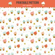 Cute funny seamless pattern with sweet cupcakes