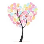 Heart tree with colorful finger prints vector
