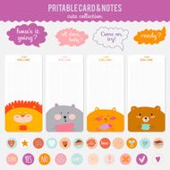 Set of cards notes and stickers with cute illustrations N103