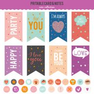 Set of cards notes and stickers with cute illustrations N105