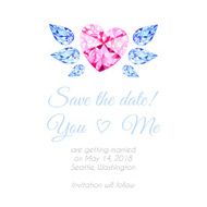 Diamond heart with wings watercolor vector design background N2