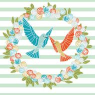 Romantic card - Birds and flowers 1 pattern