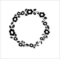 Black and white vintage Flower ring frame decoration vector illustration