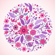 Floral composition in a circle