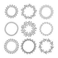Collection of handdrawn wreaths isolated N2