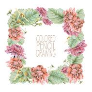 Square frame with beautiful spring flowers and plants N2
