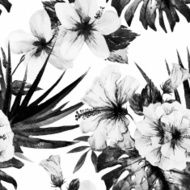 Watercolor hibiscus patterns N8