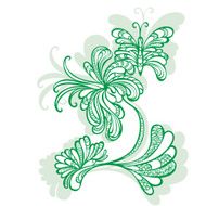 Decorative flower motif pattern butterflies