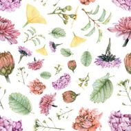 Seamless pattern with beautiful spring flowers and plants N7