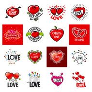 big set of vector logos heart