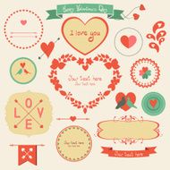 Valentine`s Day set - labels emblems Vector illustration Icons elements