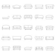 Outline sofa icons set