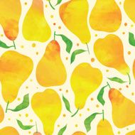 Seamless pattern with watercolor pears N2