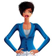 Sexy coquette dark skin businesswoman upper body portrait N2