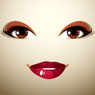 Coquette glad woman eyes and lips stylish makeup People