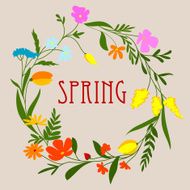 Circular spring floral wreath or frame