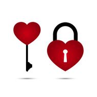 heart lock and key vector illustration
