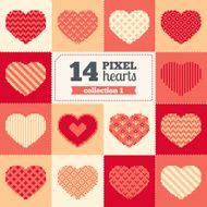Set of pixel hearts - Valentine&#039;s Day