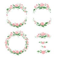 Watercolor floral frames wreath dividers Vector illustration