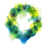 Watercolor succulent wreath N2