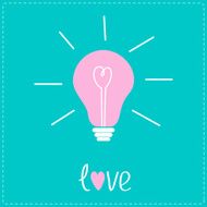 Pink bulb with heart inside Idea concept Love card N2