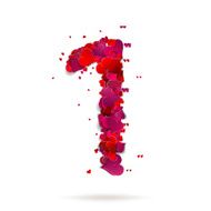 Number one 1 made from red hearts Love alphabet