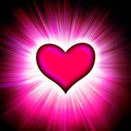 red heart with rays on a black N4