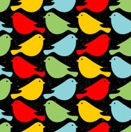 Colorful birds seamless patterns