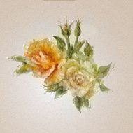 Vintage style white and yellow roses N4
