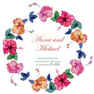 Vector wedding cards with watercolor