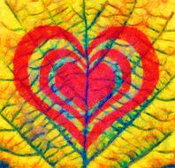 Heart on leaf microstructure painting