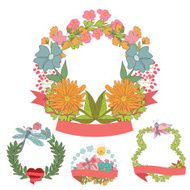 Stylish Vintage floral frame set with butterfly N2