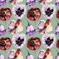 Seamless pattern with flowers Watercolor illustration N43