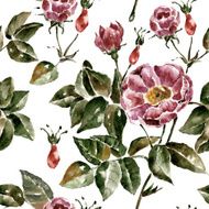 Seamless pattern with flowers Watercolor illustration N45
