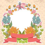 Stylish Vintage floral frame with butterflies and branches N2