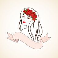 Girl with red roses and ribbon N2