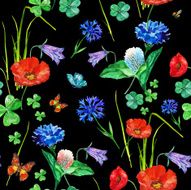 Seamless pattern watercolor flowers N45