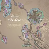 Vector card with graphic stylized cherry blossom N6